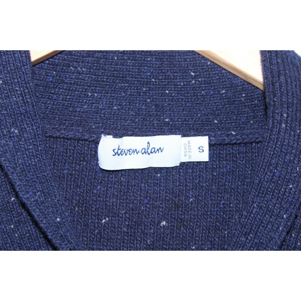 Steven Alan Men's Small Navy Blue Wool Blend Button Down Cardigan - Picture 4 of 7